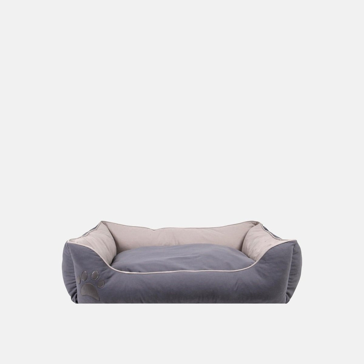 Culcus Lucy gri cu interior bej, format mare, pentru caini