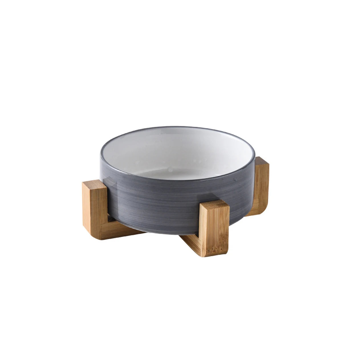 Bol ceramic albastru cu relief in forma de labuta, pe suport din lemn