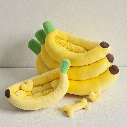 Culcus in forma de banana, galben, pentru animale mici