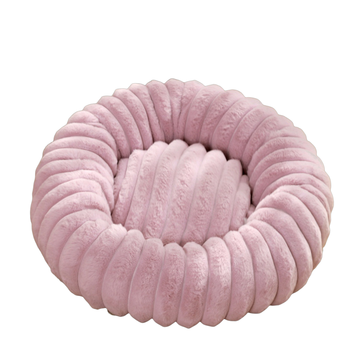 Culcus rotund din plus cu bordura in relief, cu un catel in el