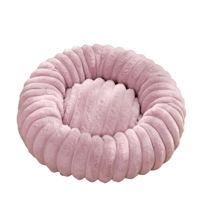 Culcus rotund din plus cu bordura in relief, cu un catel in el