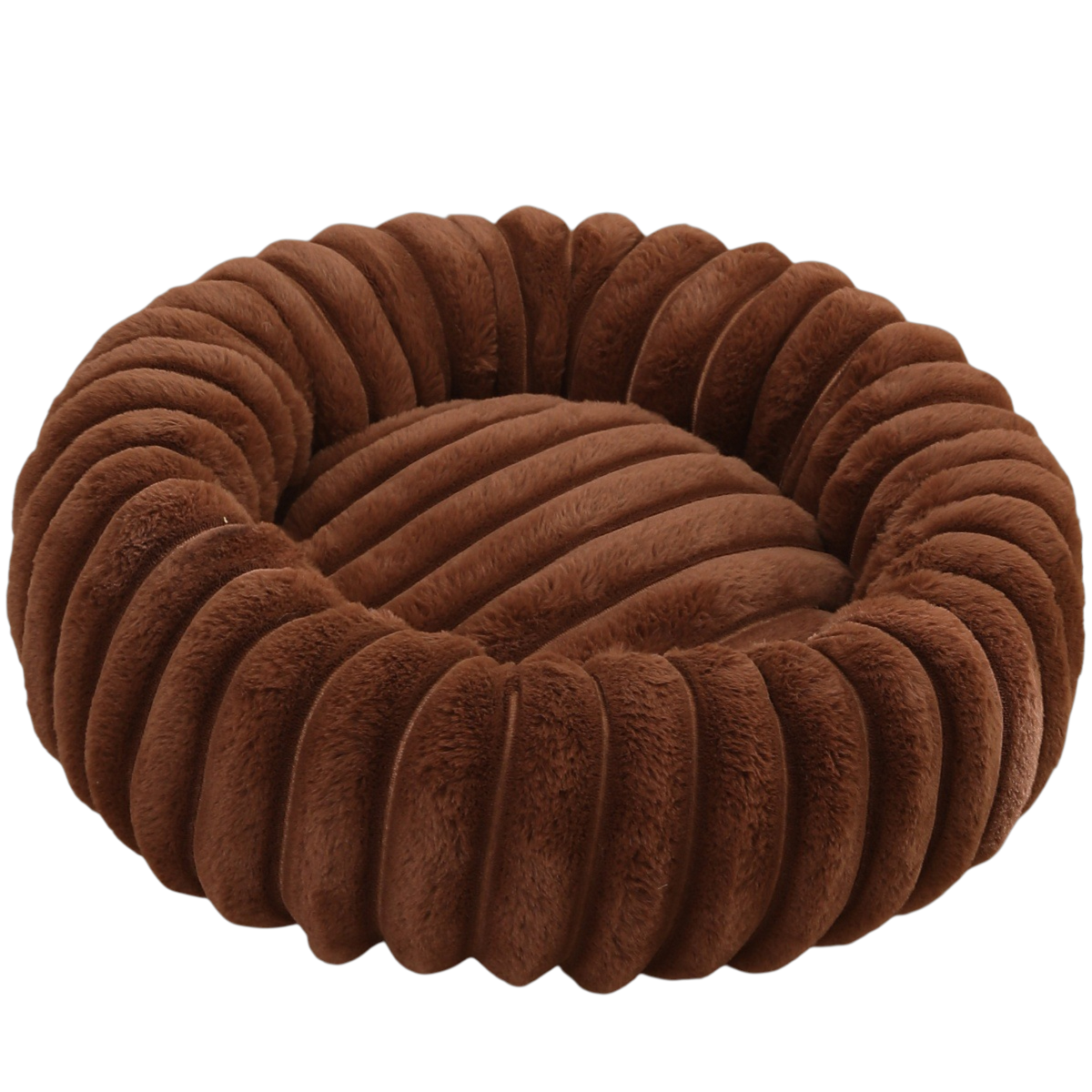 Culcus rotund din plus cu bordura in relief, cu un catel in el