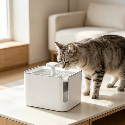 Fantana de apa smart din inox argintiu, 4 litri, cu aplicatie mobila