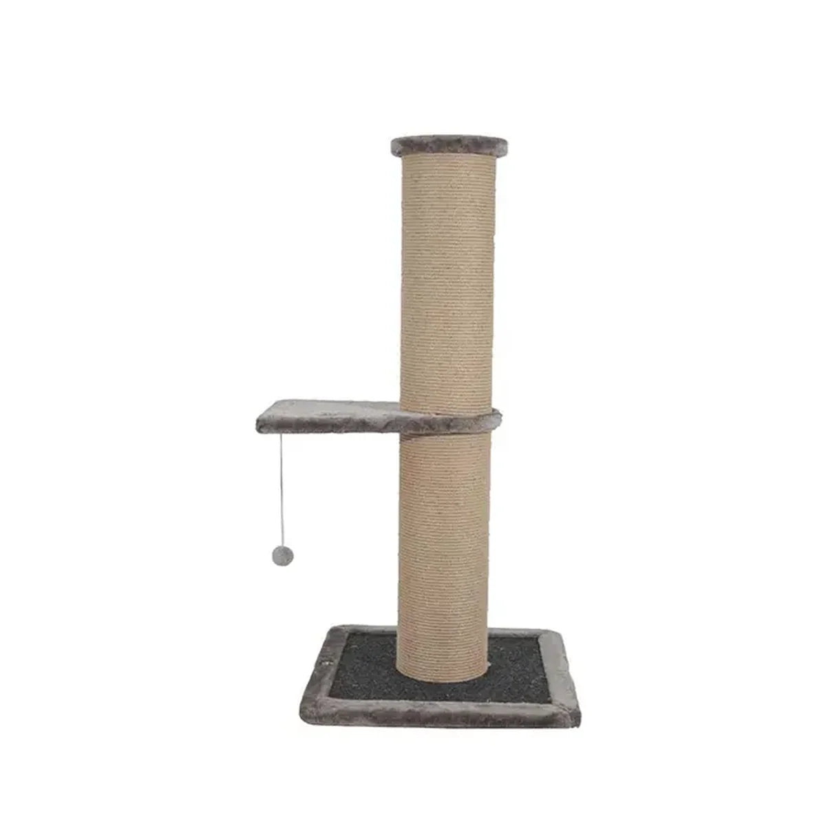 Stalp de zgariat din sisal gri, 86 cm, cu jucarie suspendata