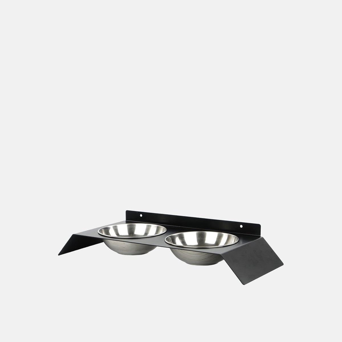 Suport metalic negru inclinat, cu doua boluri din inox