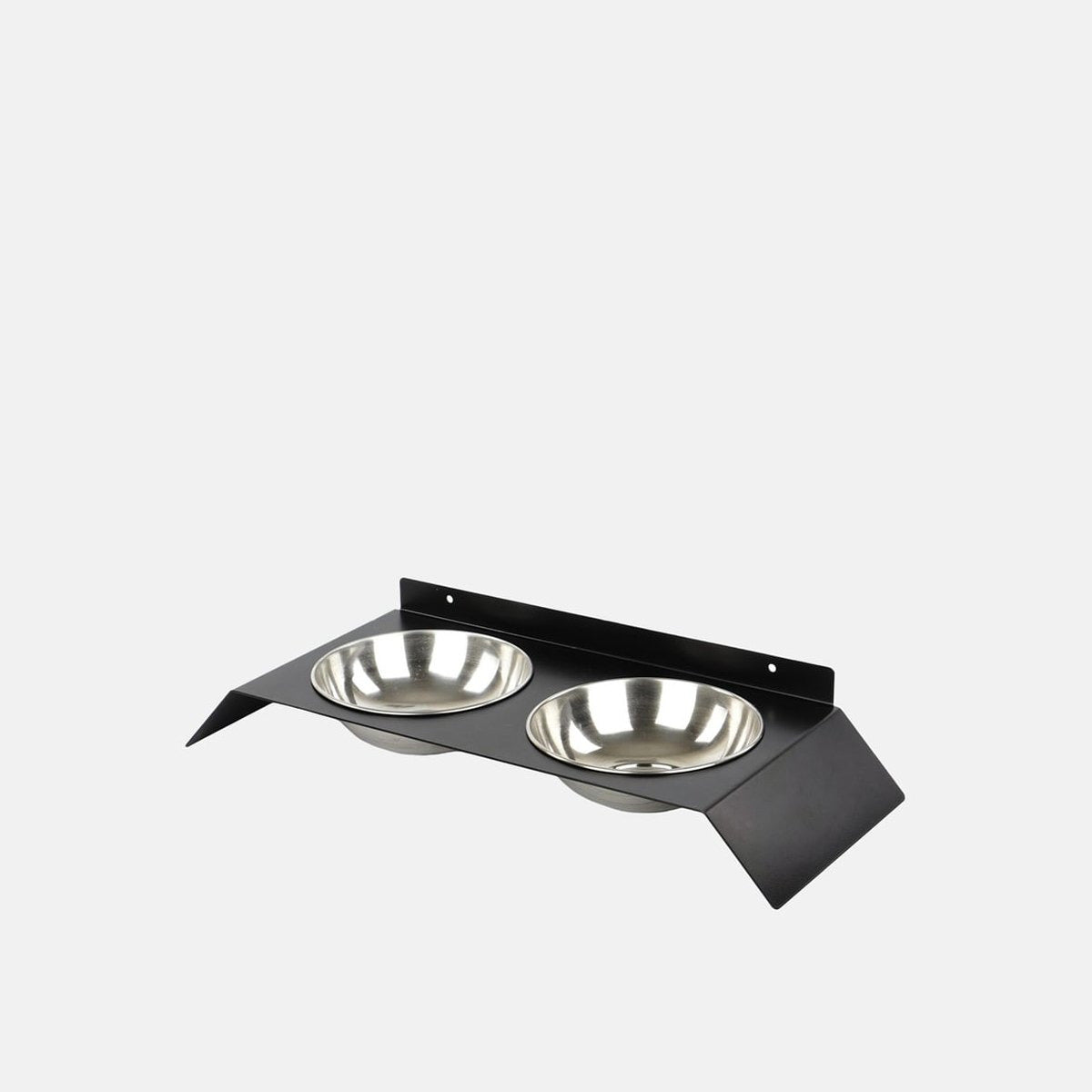 Suport metalic negru inclinat, cu doua boluri din inox