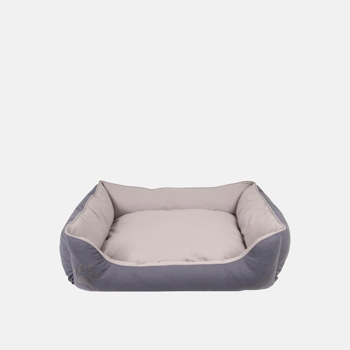 Culcus Lucy gri cu interior bej, format mare, pentru caini