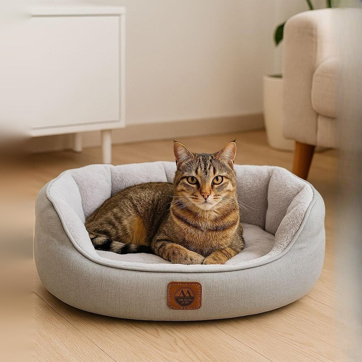 Culcus Coco oval, gri deschis cu interior lila