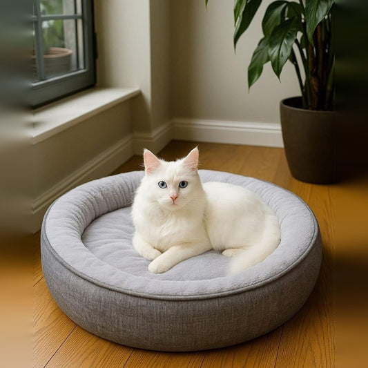 Culcus Bunny rotund, gri, pentru caini