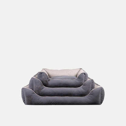 Culcus Lucy gri cu interior bej, pentru caini