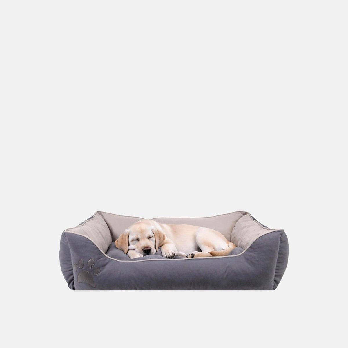 Culcus Lucy gri cu interior bej, pentru caini