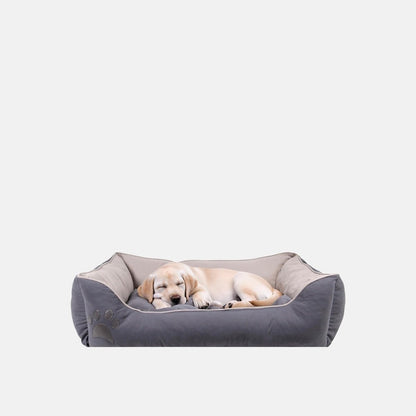 Culcus Lucy gri cu interior bej, pentru caini