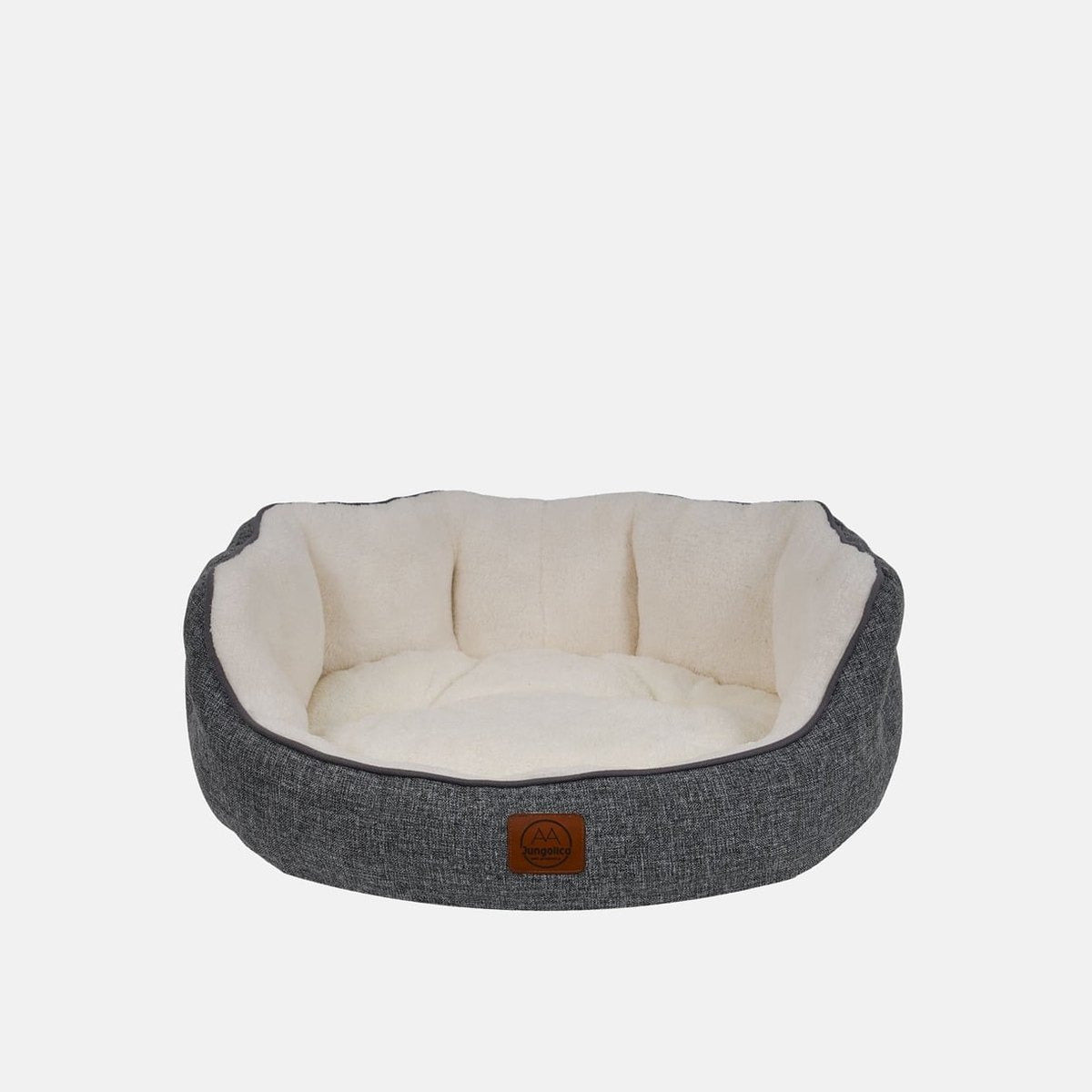 Culcus Coco oval, gri inchis cu interior crem