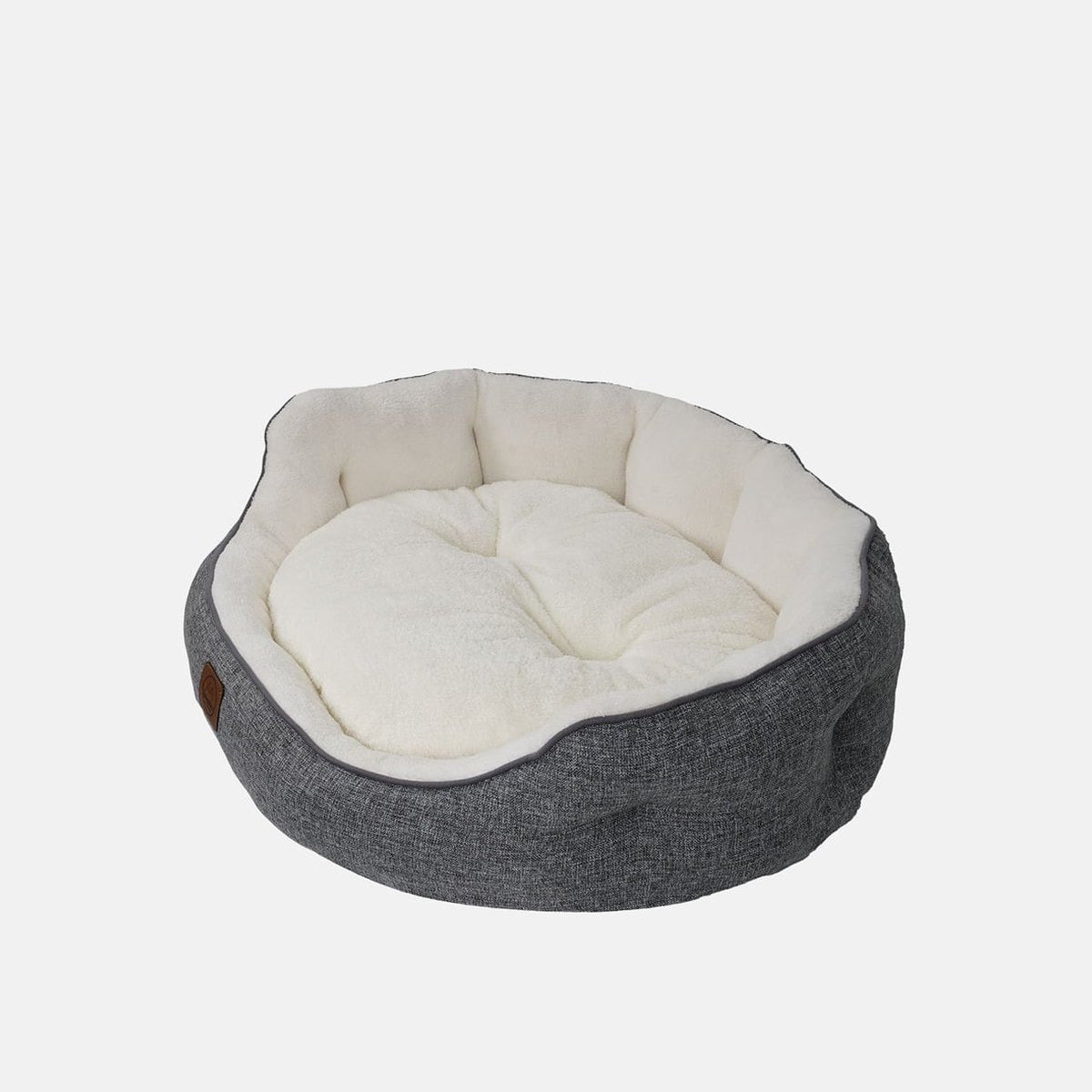 Culcus Coco oval, gri inchis cu interior crem