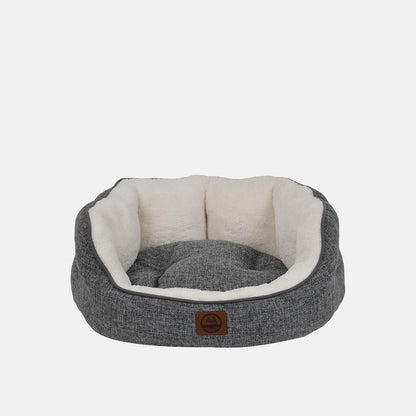 Culcus Coco oval, gri inchis cu interior crem