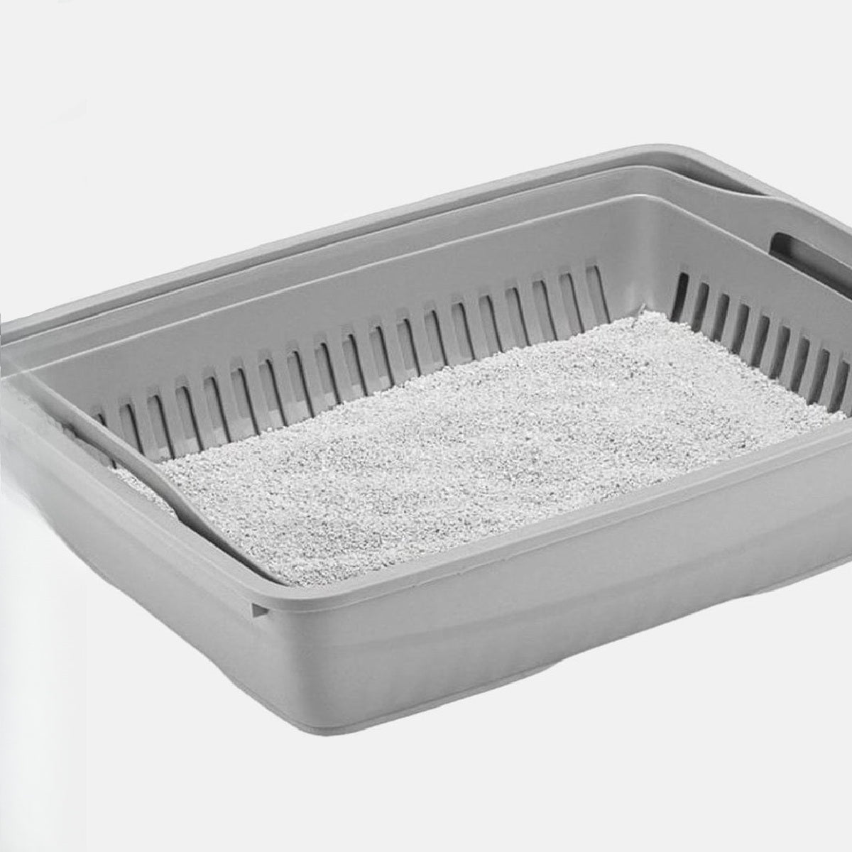 Sita de cernut din plastic gri pentru litiera de pisici