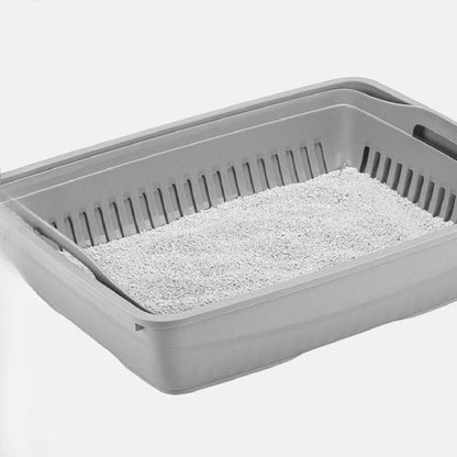 Sita de cernut din plastic gri pentru litiera de pisici