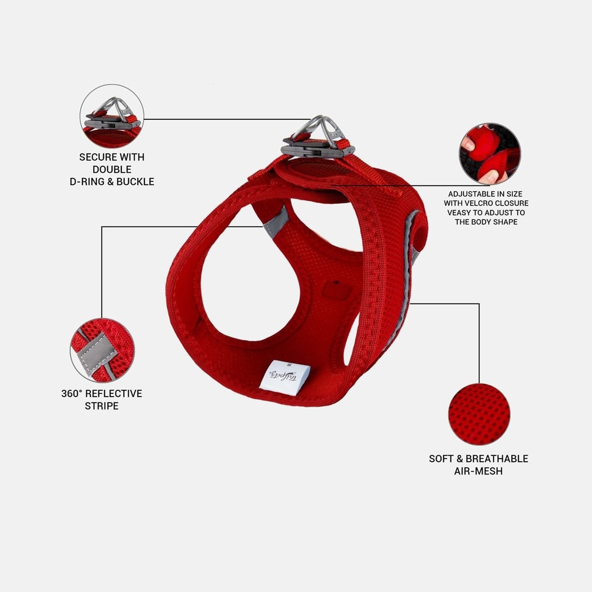 Ham tip vesta din plasa rosie pentru caini, model Air-Mesh