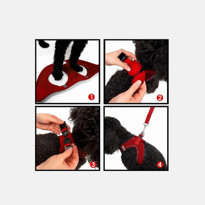 Ham tip vesta din plasa rosie pentru caini, model Air-Mesh