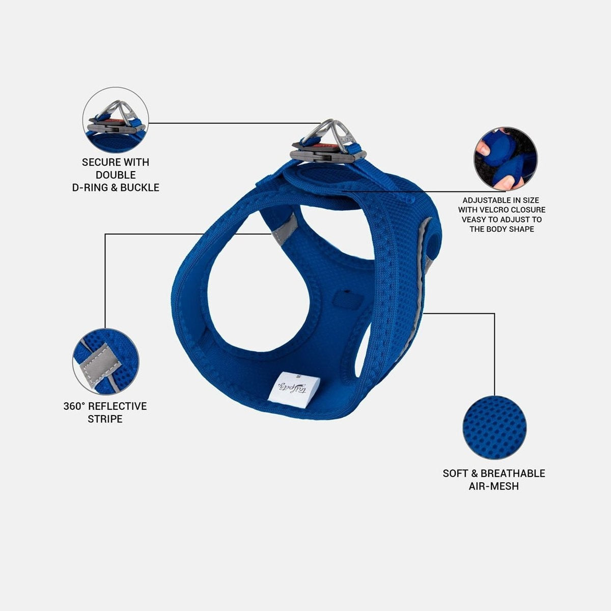 Ham tip vesta din plasa albastra pentru caini, model Match Middle