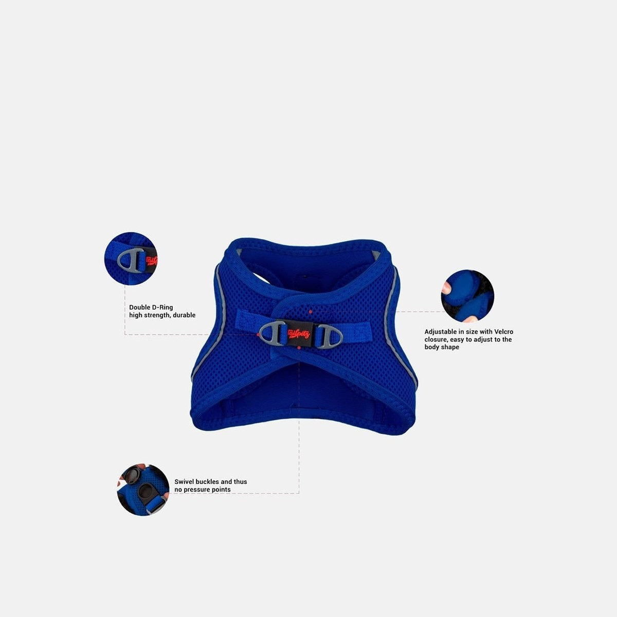 Ham tip vesta din plasa albastra pentru caini, model Match Middle