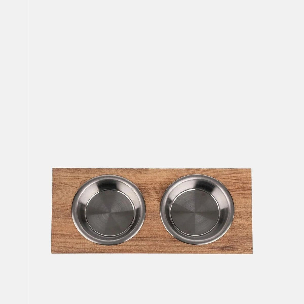 Suport din lemn cu blat drept si doua boluri din inox, model Double Apvm