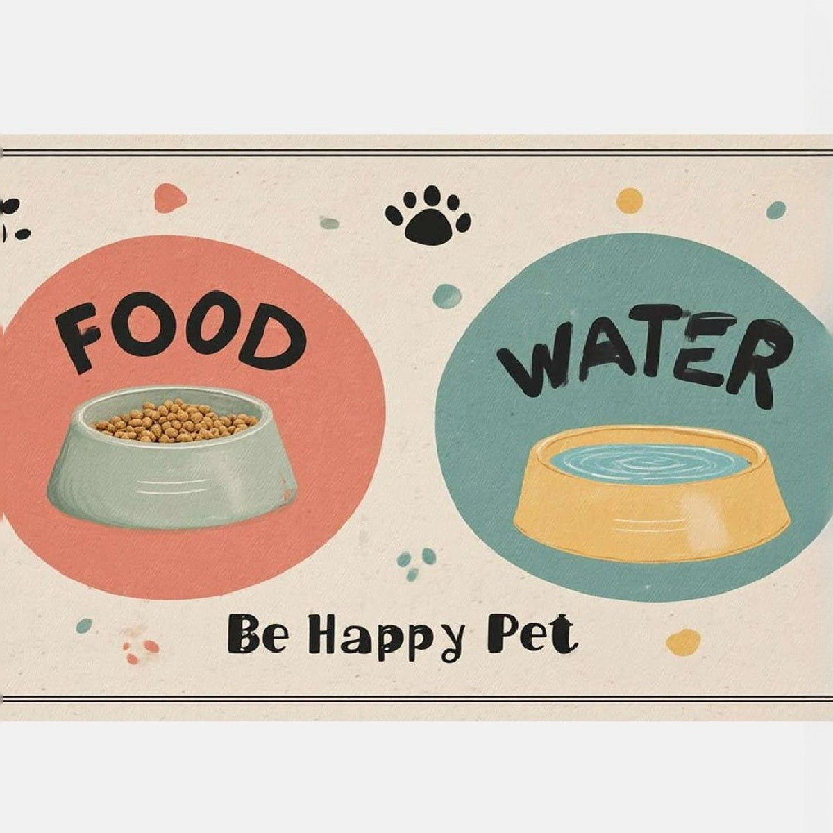 Covoras pentru boluri crem, cu marcaje Food si Water