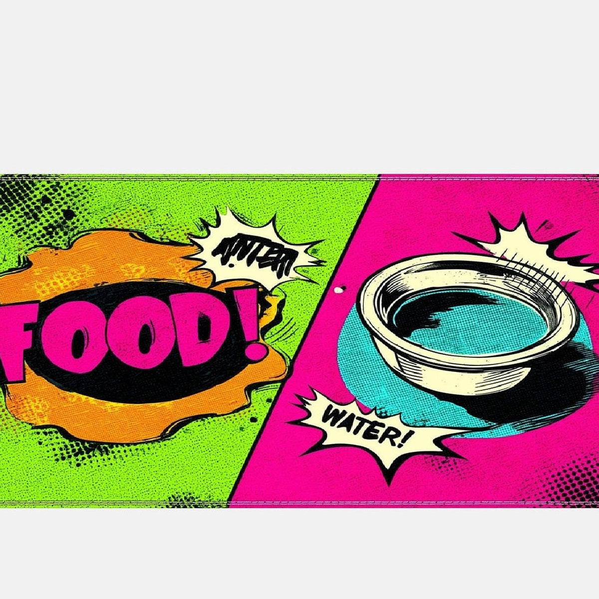 Covoras pentru boluri cu grafica pop-art verde si roz