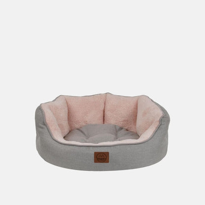 Culcus Coco oval, gri cu interior roz, pentru caini