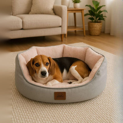 Culcus Coco oval, gri cu interior roz, pentru caini