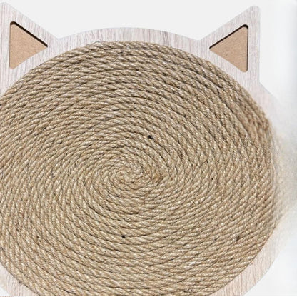 Placa de zgariat rotunda din sisal impletit in spirala, cu urechi