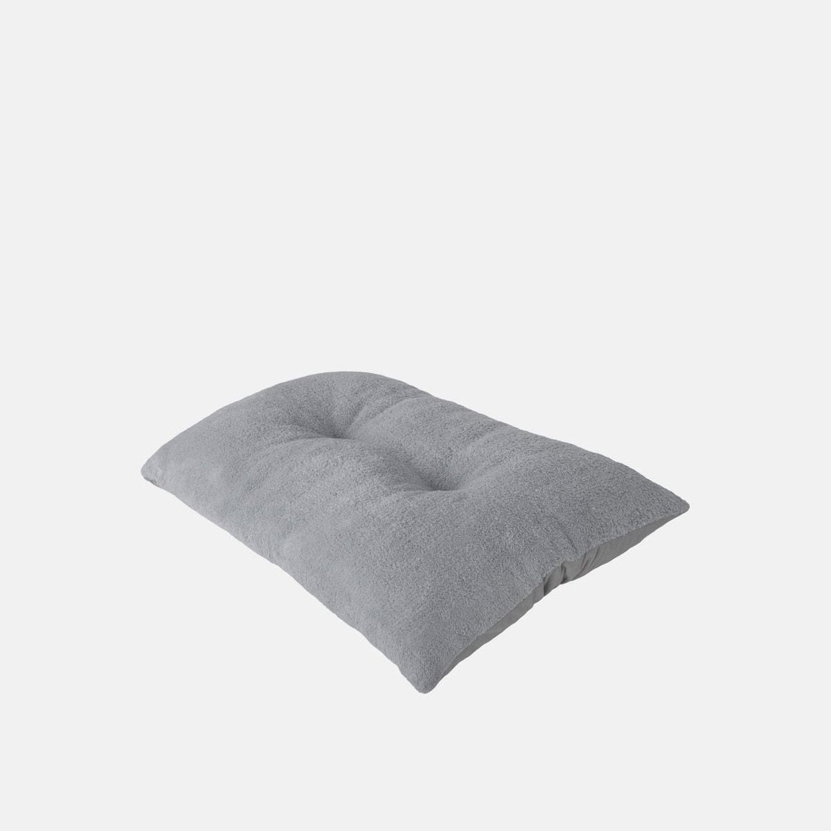 Culcus pentru caini tip perna capitonata, gri deschis, material pufos