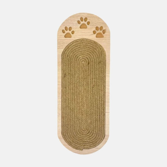 Placa de zgariat ovala din sisal impletit, cu imprimeu labute