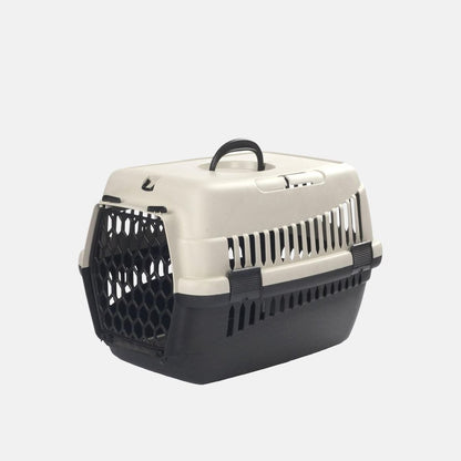 Cusca de transport din plastic cu usa metalica si maner