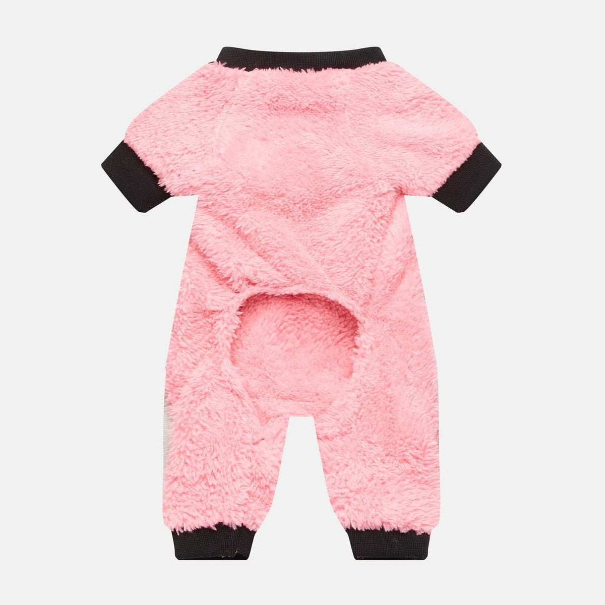 Pijama din plus roz pentru caini, in doua piese, cu inima neagra