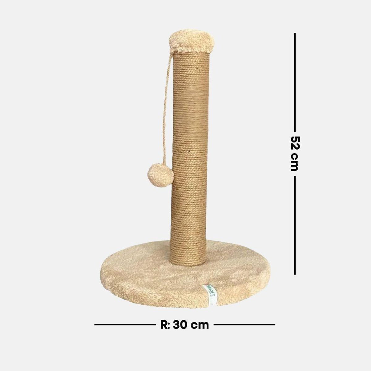 Stalp de zgariat Coris din sisal, cu baza rotunda crem
