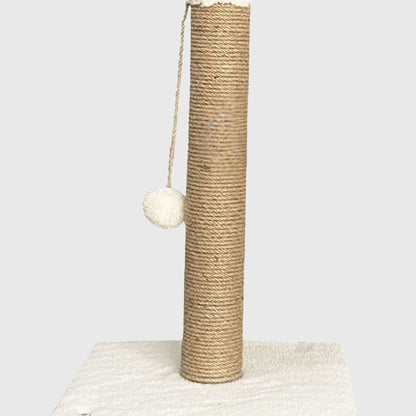 Stalp de zgariat din sisal cu baza rotunda crem, pentru pisici