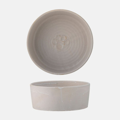 Bol din ceramica gri cu labuta in relief, model Feeding Buddy