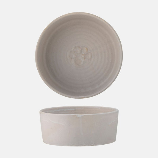 Bol din ceramica gri cu labuta in relief, model Feeding Buddy
