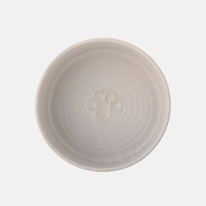Bol din ceramica gri cu labuta in relief, model Feeding Buddy