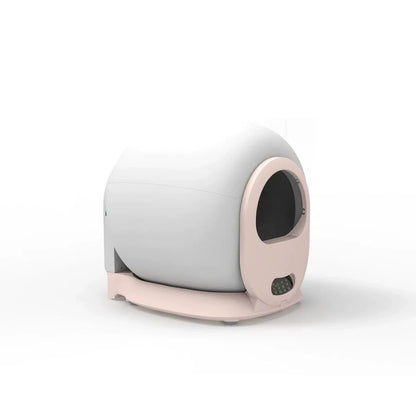Litiera automata Smart PRO alba, cu capac rotund, pentru pisici