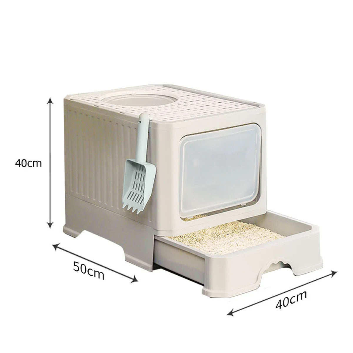 Litiera XL din plastic pentru pisici, cu pereti inaltati