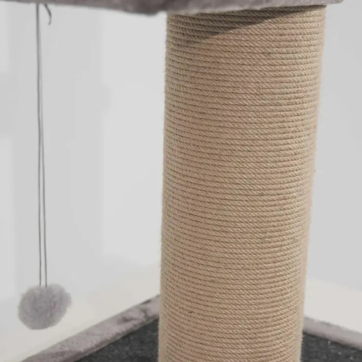 Stalp de zgariat din sisal gri, 86 cm, cu jucarie suspendata